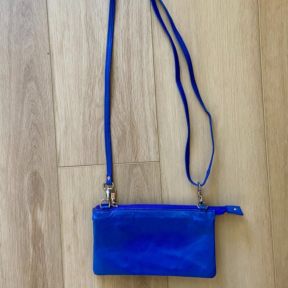 Blue Leather Crossbody Bag